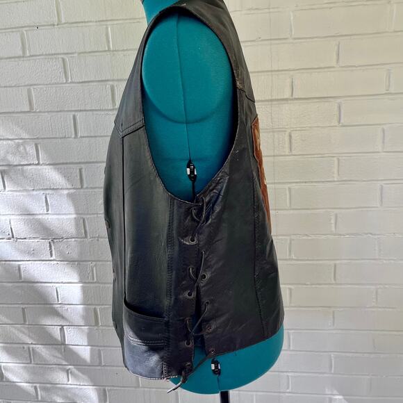 Vintage 90s leather biker vest - Picture 4 of 7